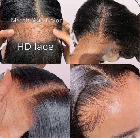 Perruque Lace Closure Wig sans colle prédécoupée 6 × 5, bouclée, longueur d'épaule, nœuds blanchis, adapté aux débutants