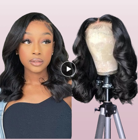 Perruque Lace Closure Wig sans colle prédécoupée 6 × 5, bouclée, longueur d'épaule, nœuds blanchis, adapté aux débutants