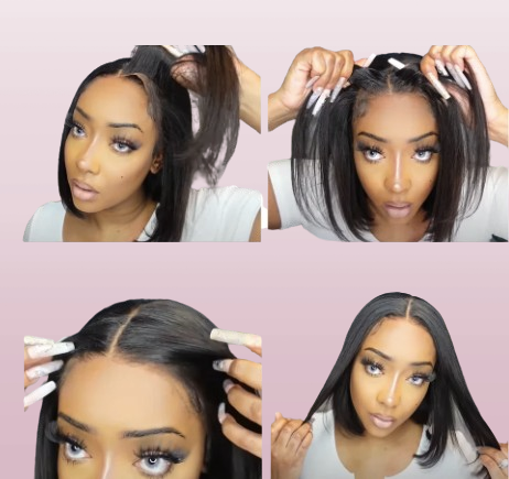 Perruques courtes Bob de cheveux humains droits 13 × 4 HD Lace Front