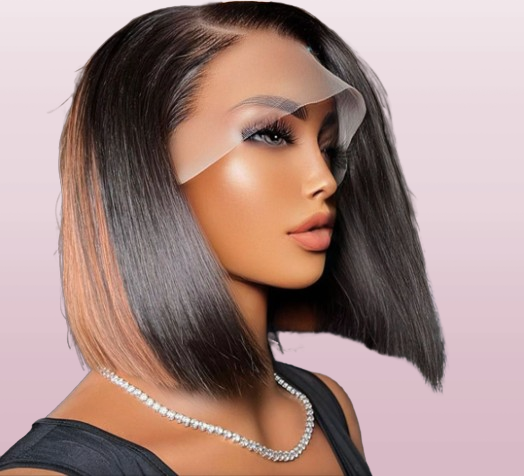 Perruque Bob lisse en forme de C avec raie latérale, cheveux humains minimalistes et indétectables en dentelle HD, classiques et chics